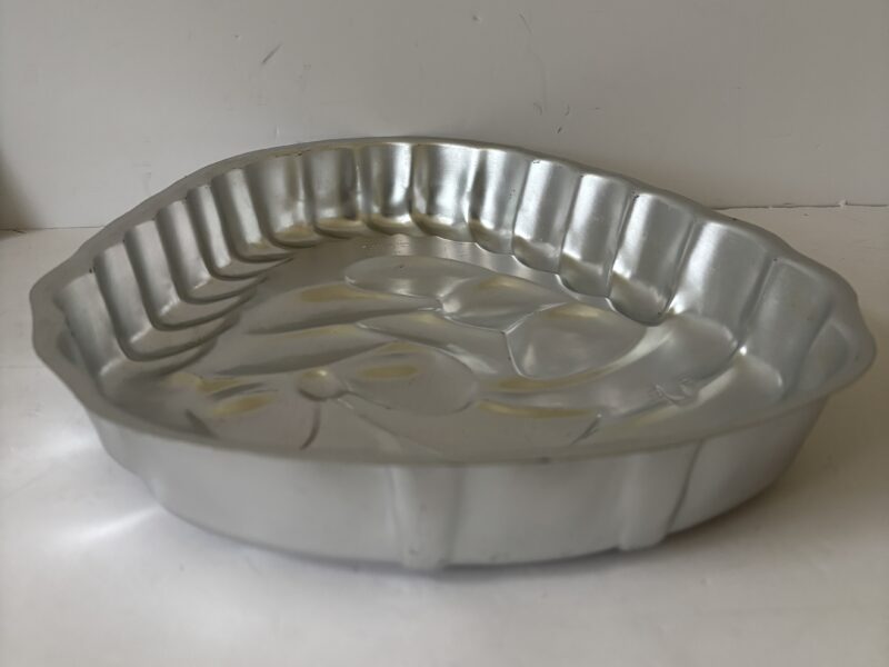 Vintage Easter basket with eggs aluminum baking mold