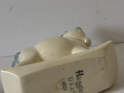 Vintage Haeger pottery white and blue rocking horse planter figurine