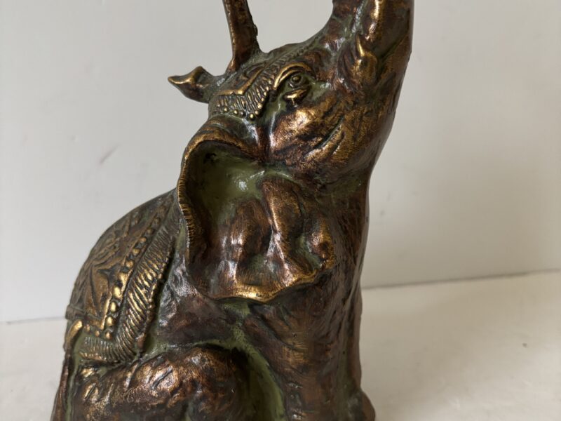 Vintage heavy bronze elephant figurine doorstop or bookend