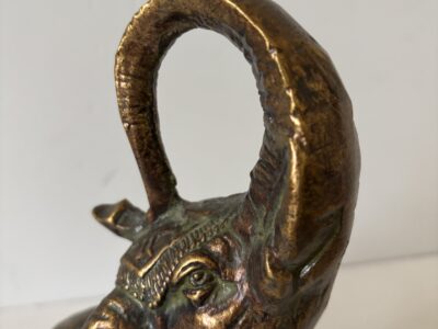 Vintage heavy bronze elephant figurine doorstop or bookend