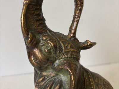 Vintage heavy bronze elephant figurine doorstop or bookend
