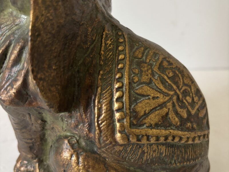Vintage heavy bronze elephant figurine doorstop or bookend