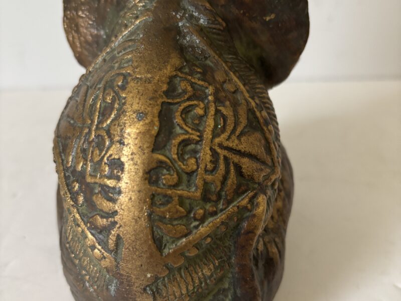 Vintage heavy bronze elephant figurine doorstop or bookend
