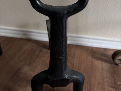 Pair of Vintage heavy Keyhole andirons set