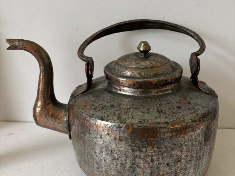 Antique Farmhouse hammered copper tea kettle