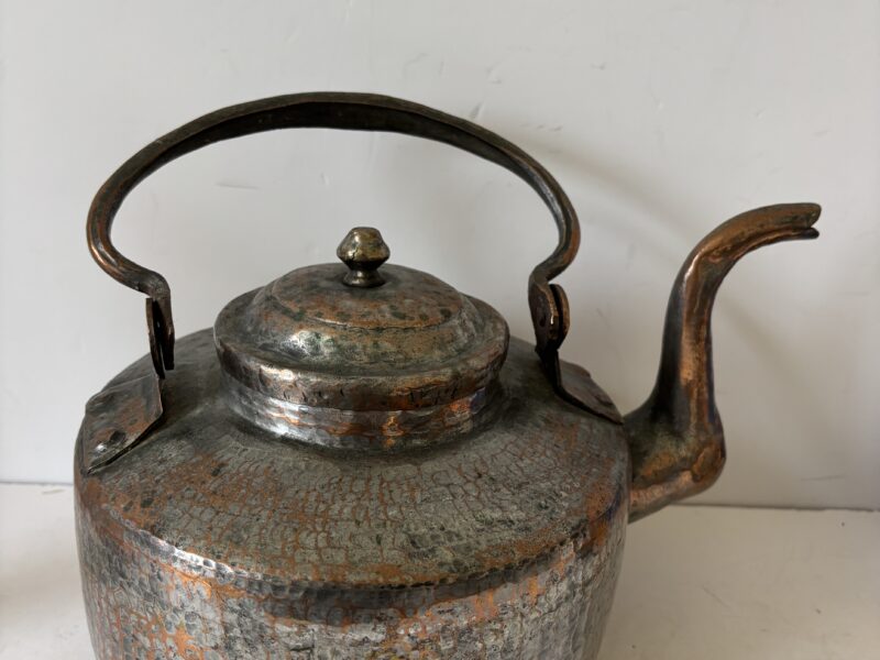 Antique Farmhouse hammered copper tea kettle