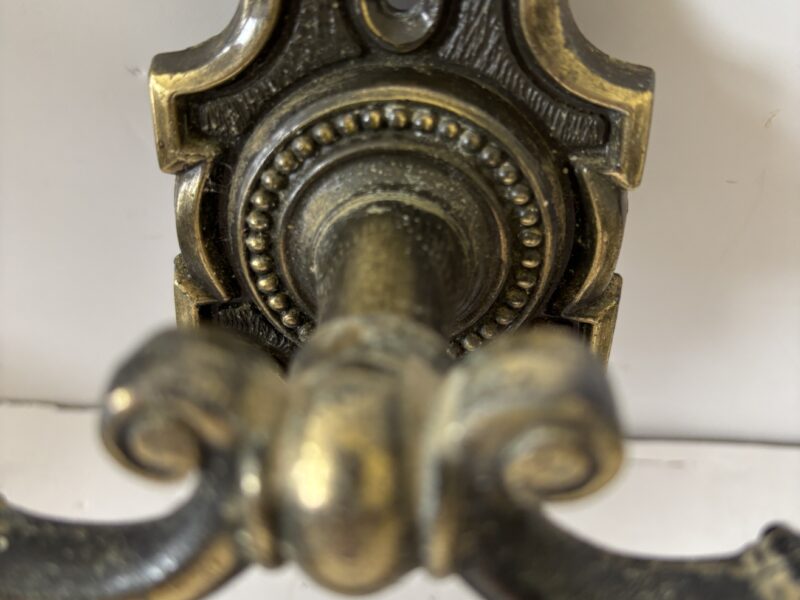 Pair of vintage MCM decorative brass toilet paper roll holder dispenser