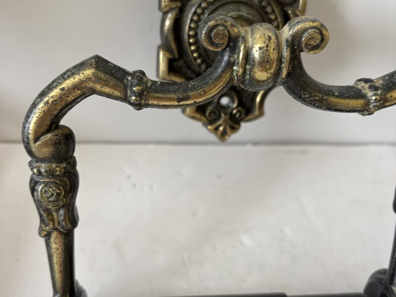Pair of vintage MCM decorative brass toilet paper roll holder dispenser