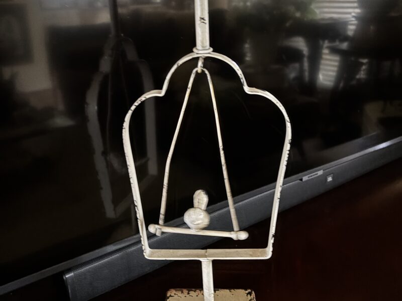 Bird on a Perch / Swing Shabby Metal candle holder