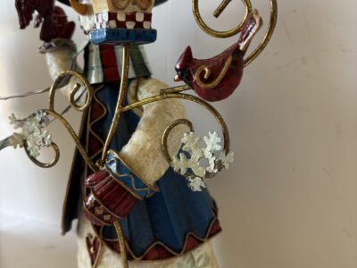 Vintage 14" tall metal holiday snowman bird lovers