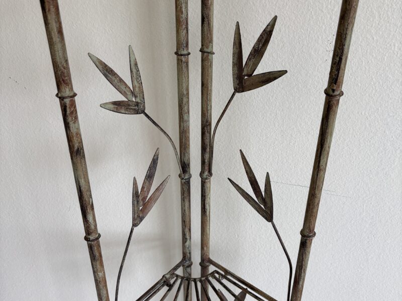 Vintage MCM Hollywood Regency faux bamboo metal shelf