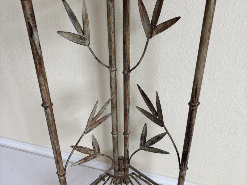 Vintage MCM Hollywood Regency faux bamboo metal shelf