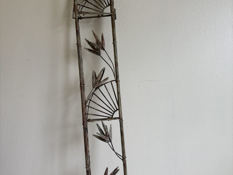Vintage MCM Hollywood Regency faux bamboo metal shelf