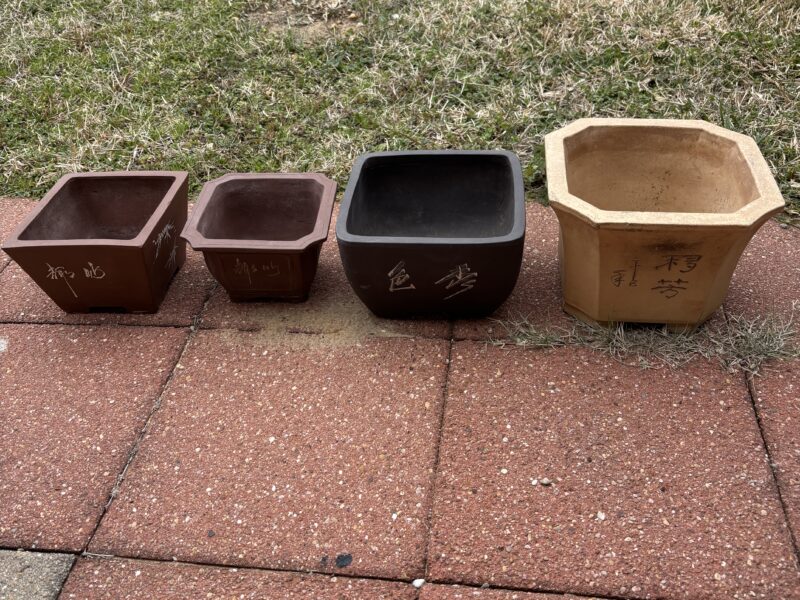 Lot of 4 bonsai pots different sizes 9" to 6.5"