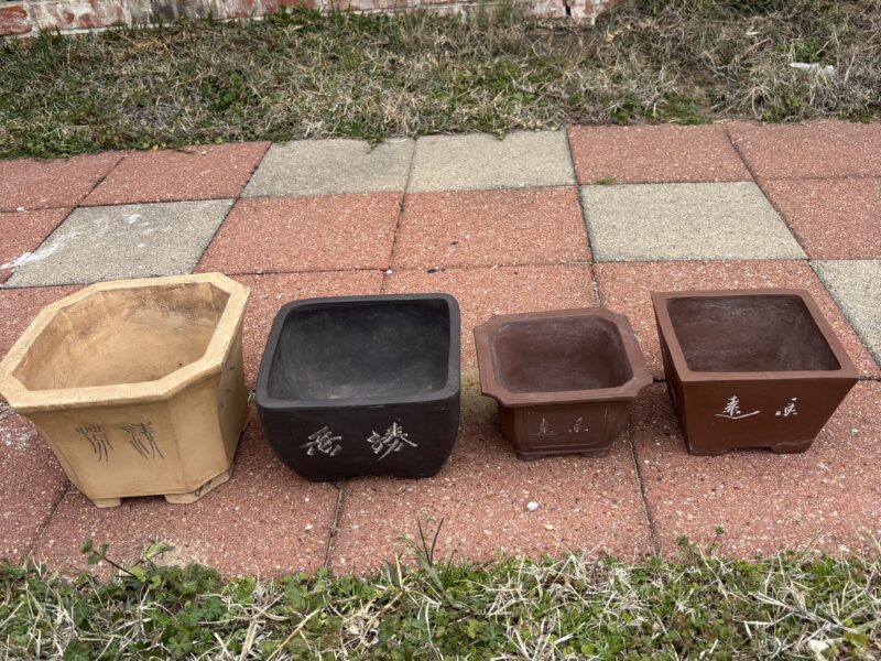 Lot of 4 bonsai pots different sizes 9" to 6.5"
