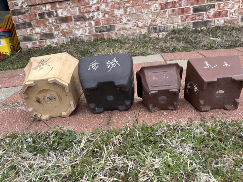 Lot of 4 bonsai pots different sizes 9" to 6.5"