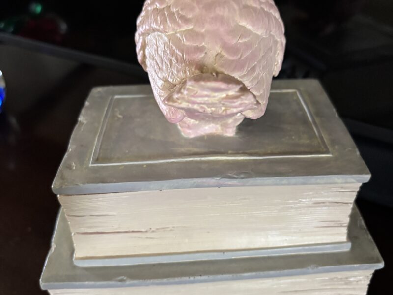 Vintage ceramic trinket box footed stacked book with sparrow on lid