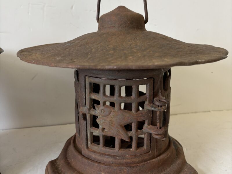 Pair Vintage Pagoda Cast iron Lanterns