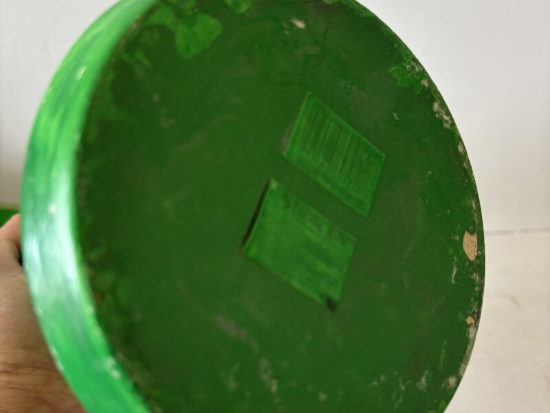 Green and Gold Tall (re)painted wooden candle holder
