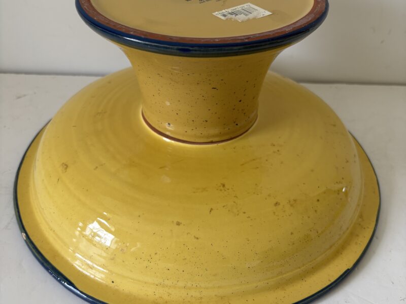 Blue floral collection pottery yellow floral pedestal compote