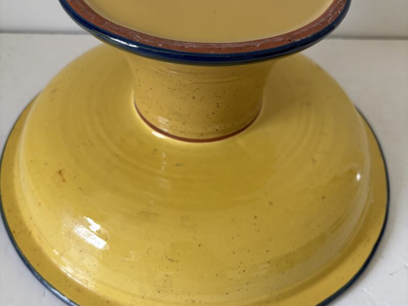 Blue floral collection pottery yellow floral pedestal compote