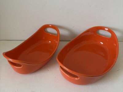 Rachael Ray 1.25 qt and 2.25 quart oval orange casseroles