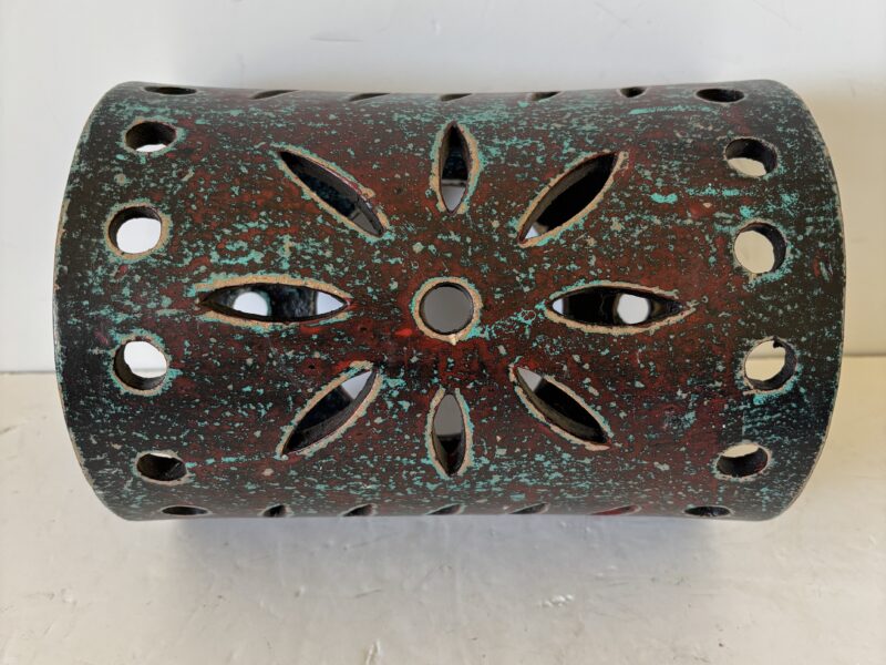 Wall sconce or table candle holder or hurricane lamp shade Mexican pottery