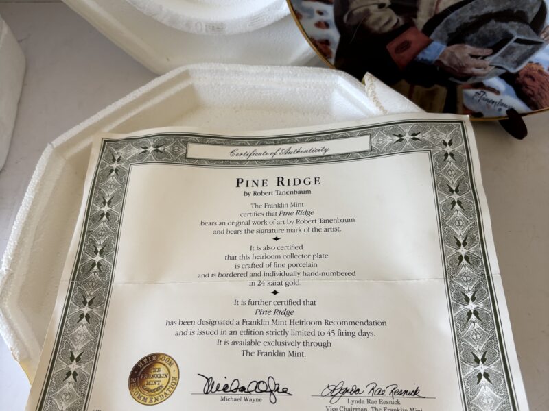 John Wayne Pine Ridge by R Tannenbaum fine porcelain w/ 24kt gold edge