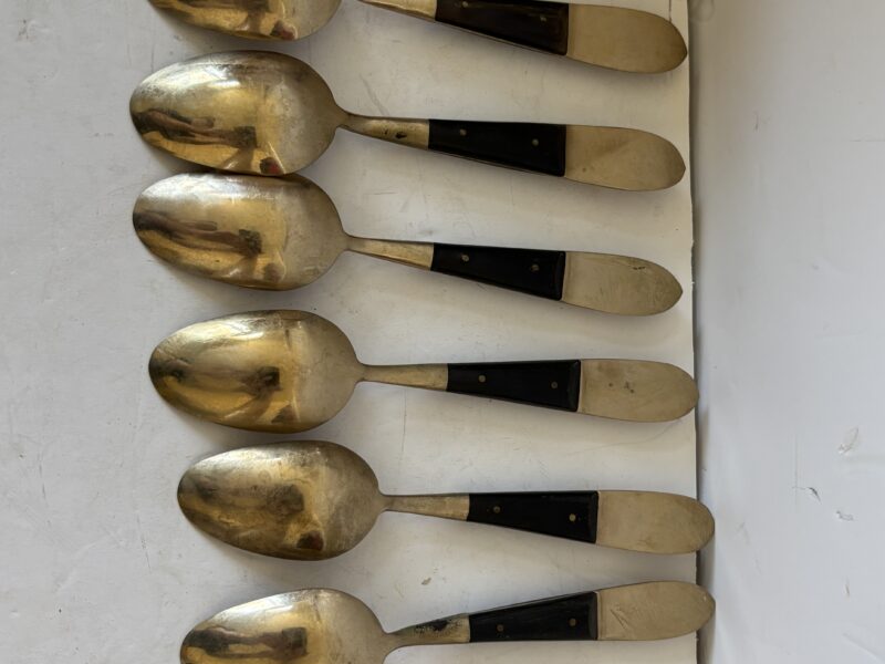 Set of 8 Siam Siddharta teaspoons brass and teakwood