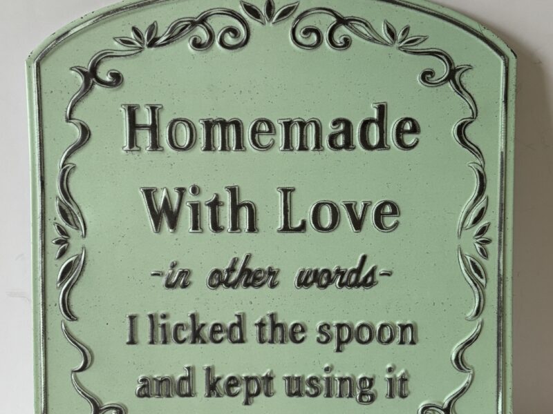 Homemade with Love vintage sign embossed on metal