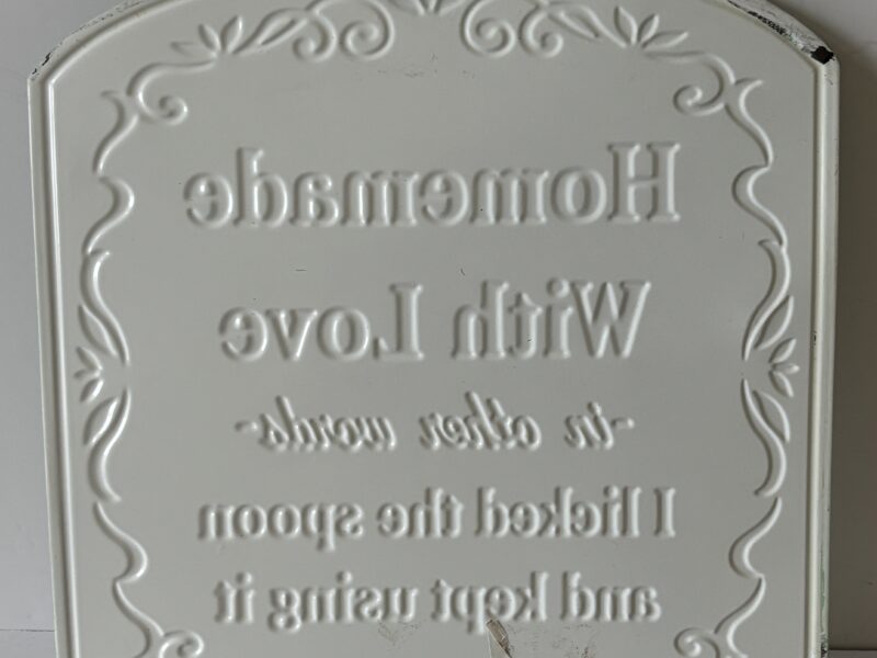 Homemade with Love vintage sign embossed on metal