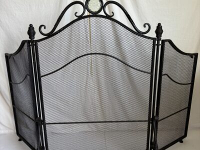 Vintage Wrought iron fireplace screen black