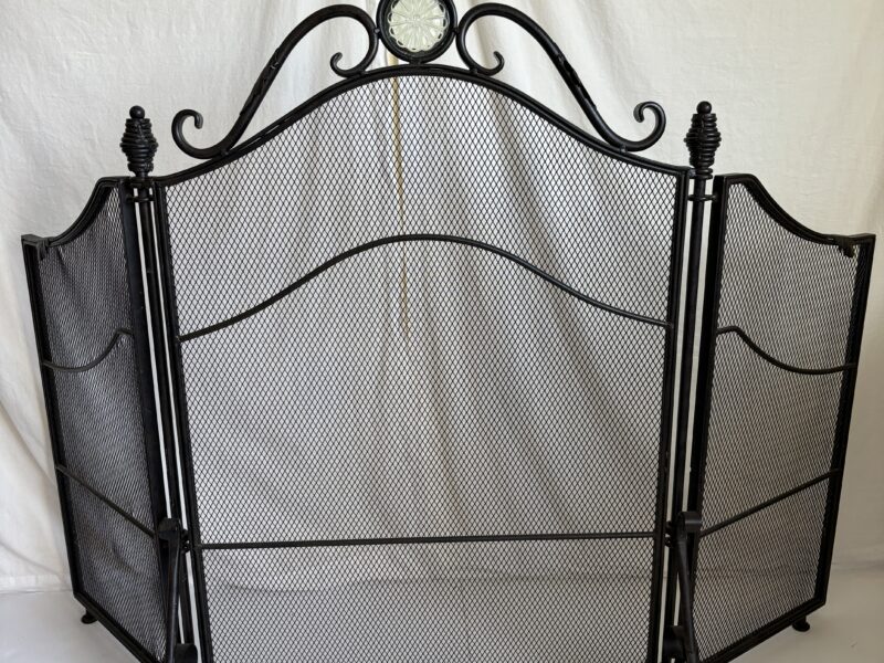 Vintage Wrought iron fireplace screen black