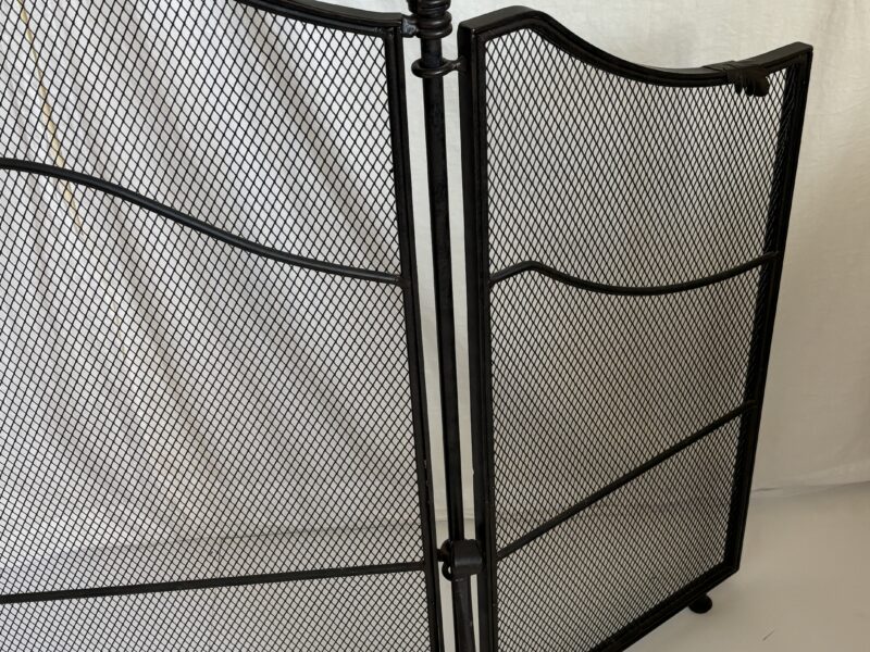 Vintage Wrought iron fireplace screen black