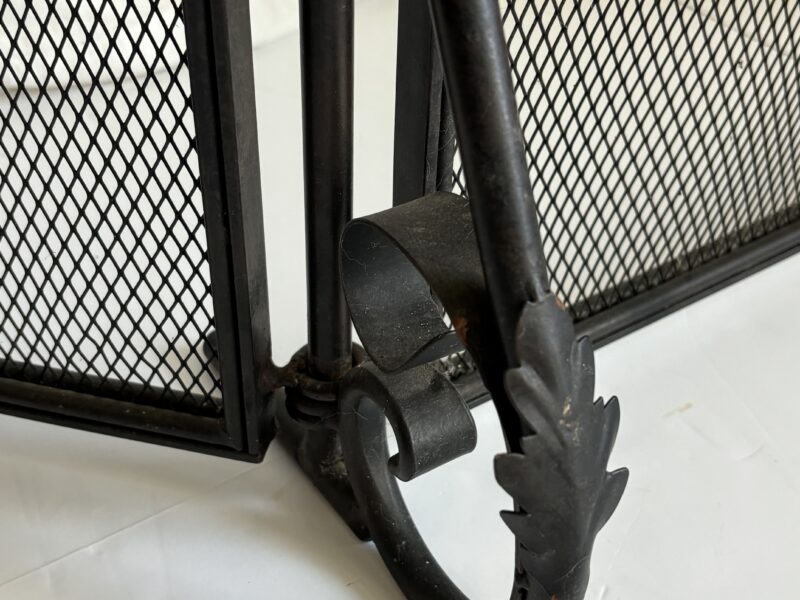 Vintage Wrought iron fireplace screen black