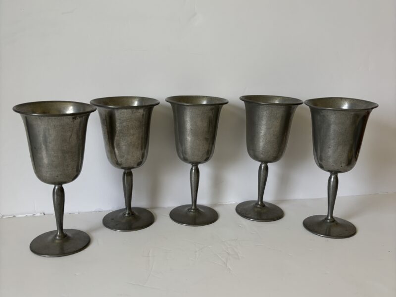 Lot of 5 Pewter Goblets