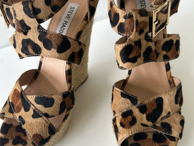 Steve Madden cheetah print wedge sandal 7M