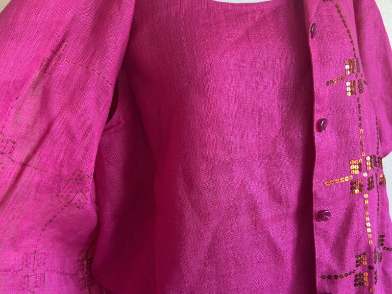 Diane Gilman Pink Glamorous Pantsuit with Gold Accents size Large