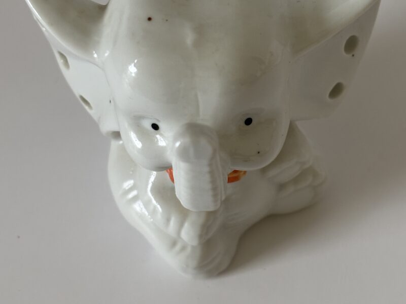 Vintage white porcelain baby elephant figurine earrings ring holder