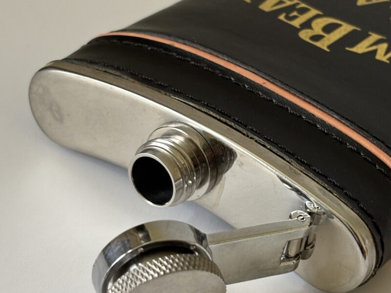 Jim Beam Black and stainless steel whiskey flask 6 oz
