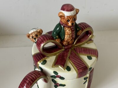 Home for the holidays Bear porcelain Teapot Trinket box