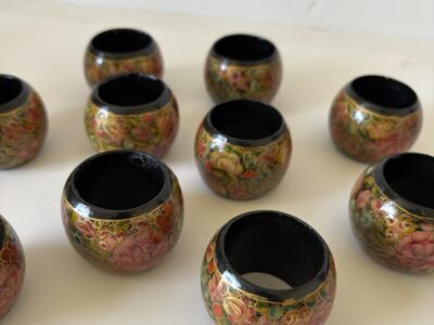Ten floral napkin rings