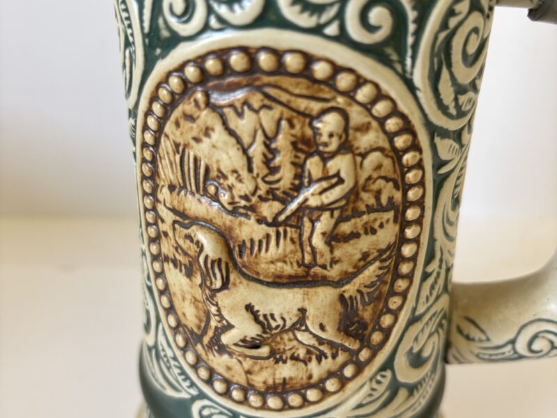 Avon Beer Stein with Hunting with English setter and rainbow trout scenes
