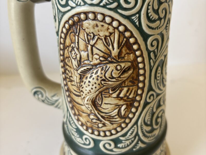 Avon Beer Stein with Hunting with English setter and rainbow trout scenes