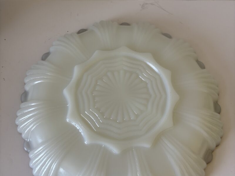 Milkglass Divided 10" Dish with Gold rim