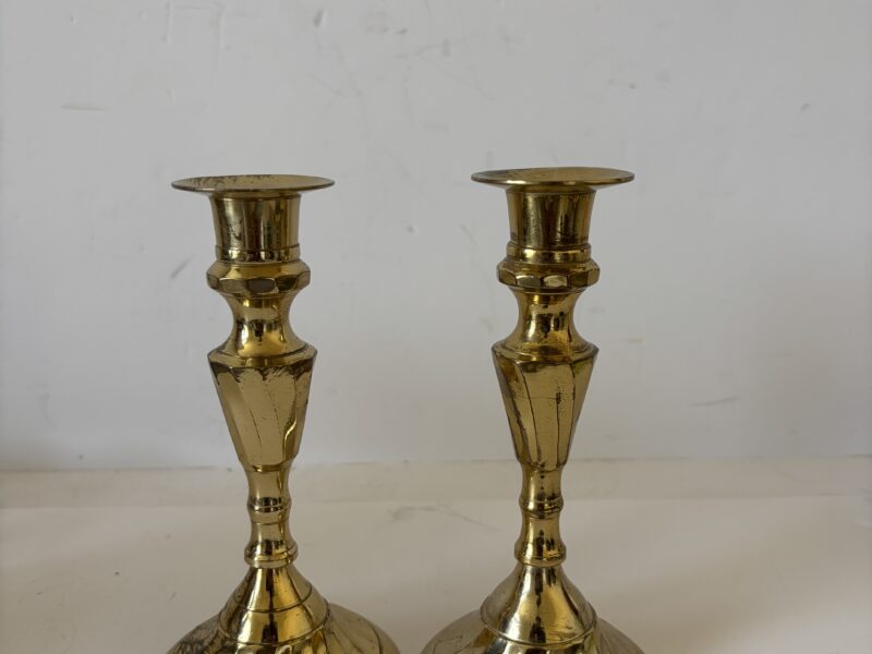 Pair of brass candle holders for tapers