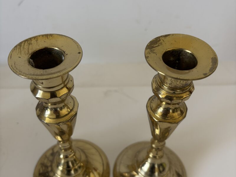 Pair of brass candle holders for tapers