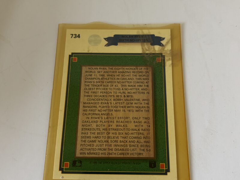 Nolan Ryan Upper Deck #734 baseball card 300th win