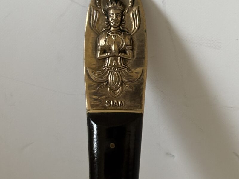 Vintage Siam Siddharta gravy ladle brass with teakwood