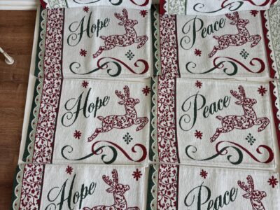 Christmas placemats set of 12 -peace hope love joy